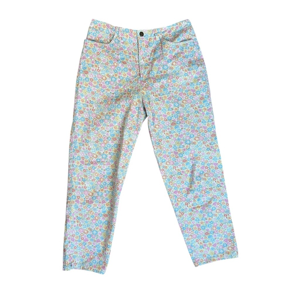 Vintage Cotton Floral Cropped Pants Talbots Size 8